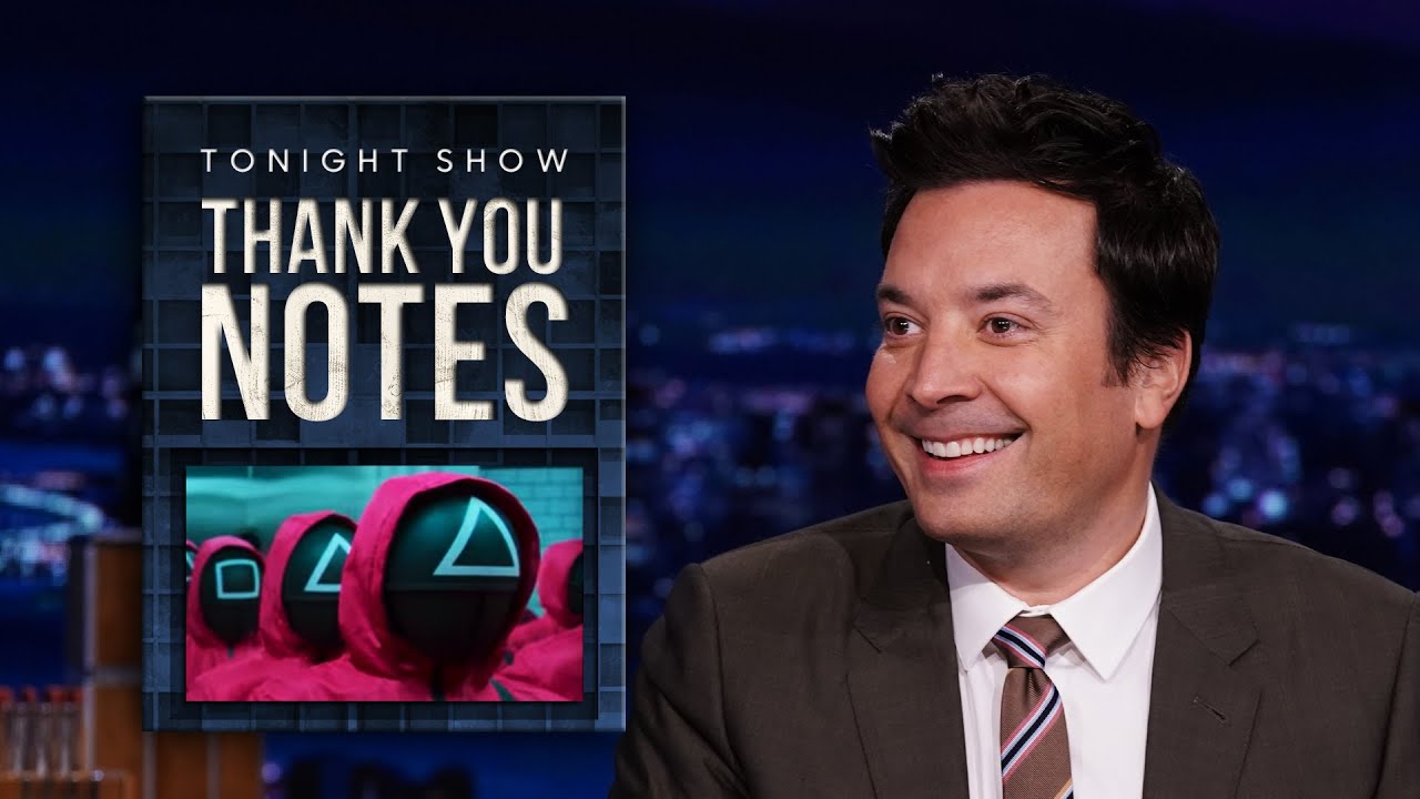 image 0 Thank You Notes: Facebook’s Blackout Squid Game’s Guards : The Tonight Show Starring Jimmy Fallon
